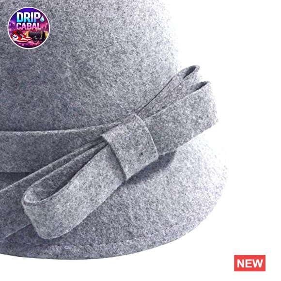 Wool Felt Fedora Hat with Bow Adjustable Drawstring Winter main image 7
